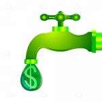 Green Tap with Drop and Dollar Symbol